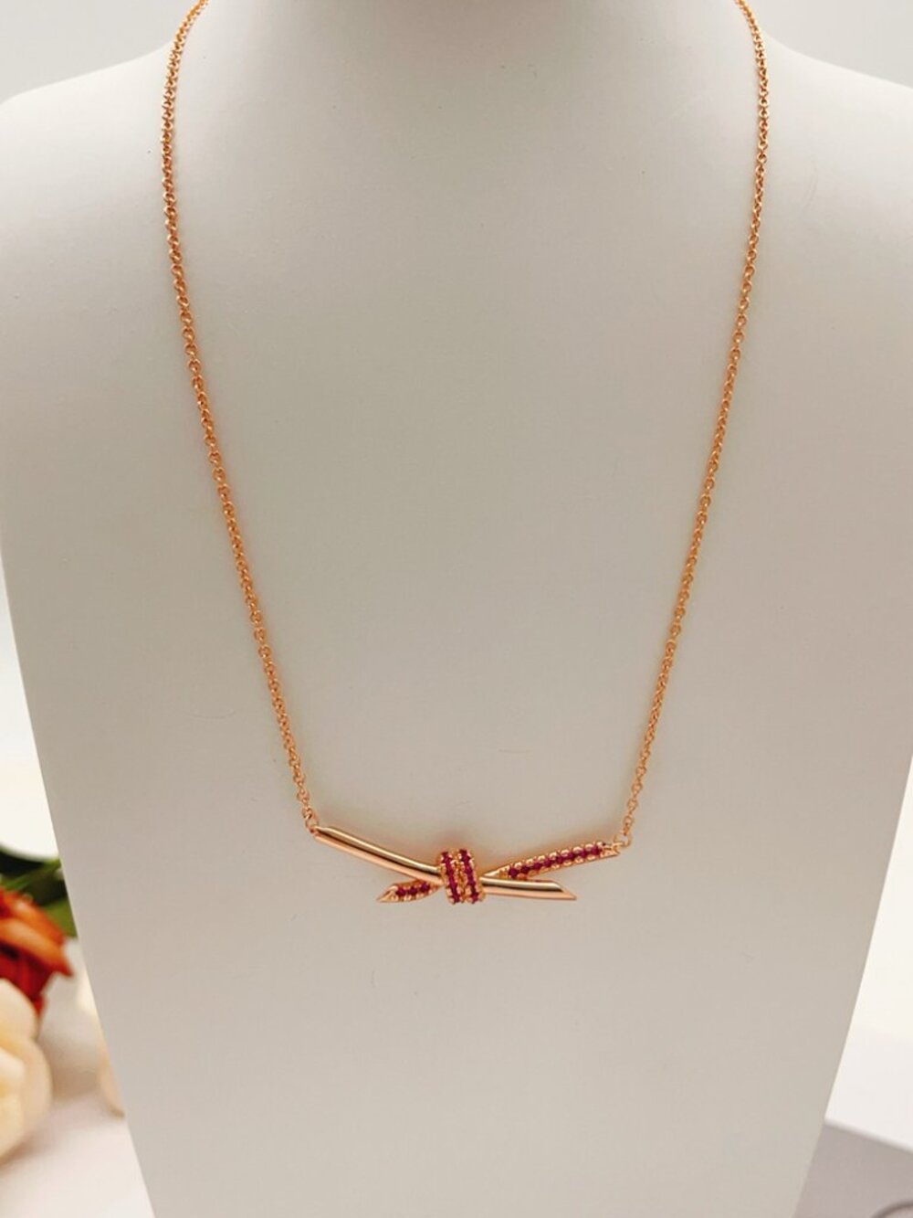 Tiffany & Co. Rose gold and purple diamond knot necklace